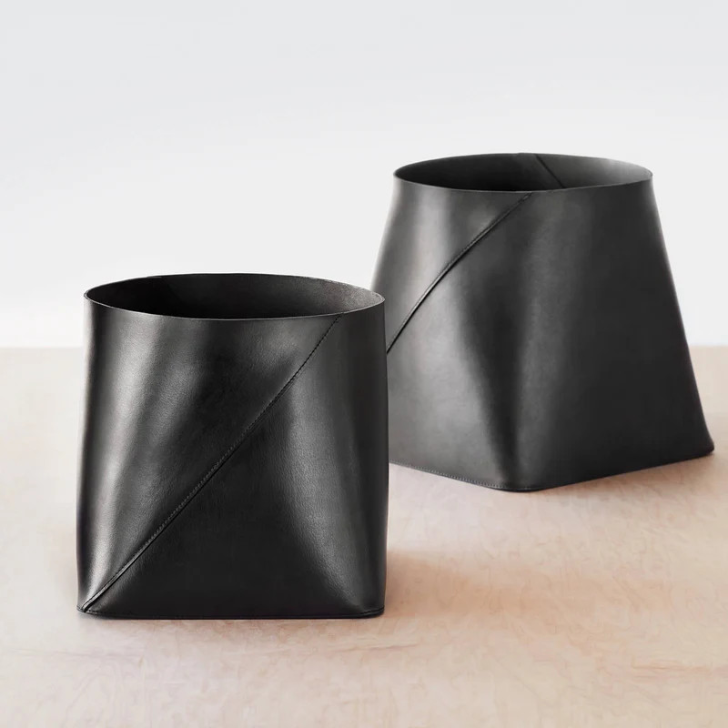 Azad Tall Leather Storage Bins | The Citizenry