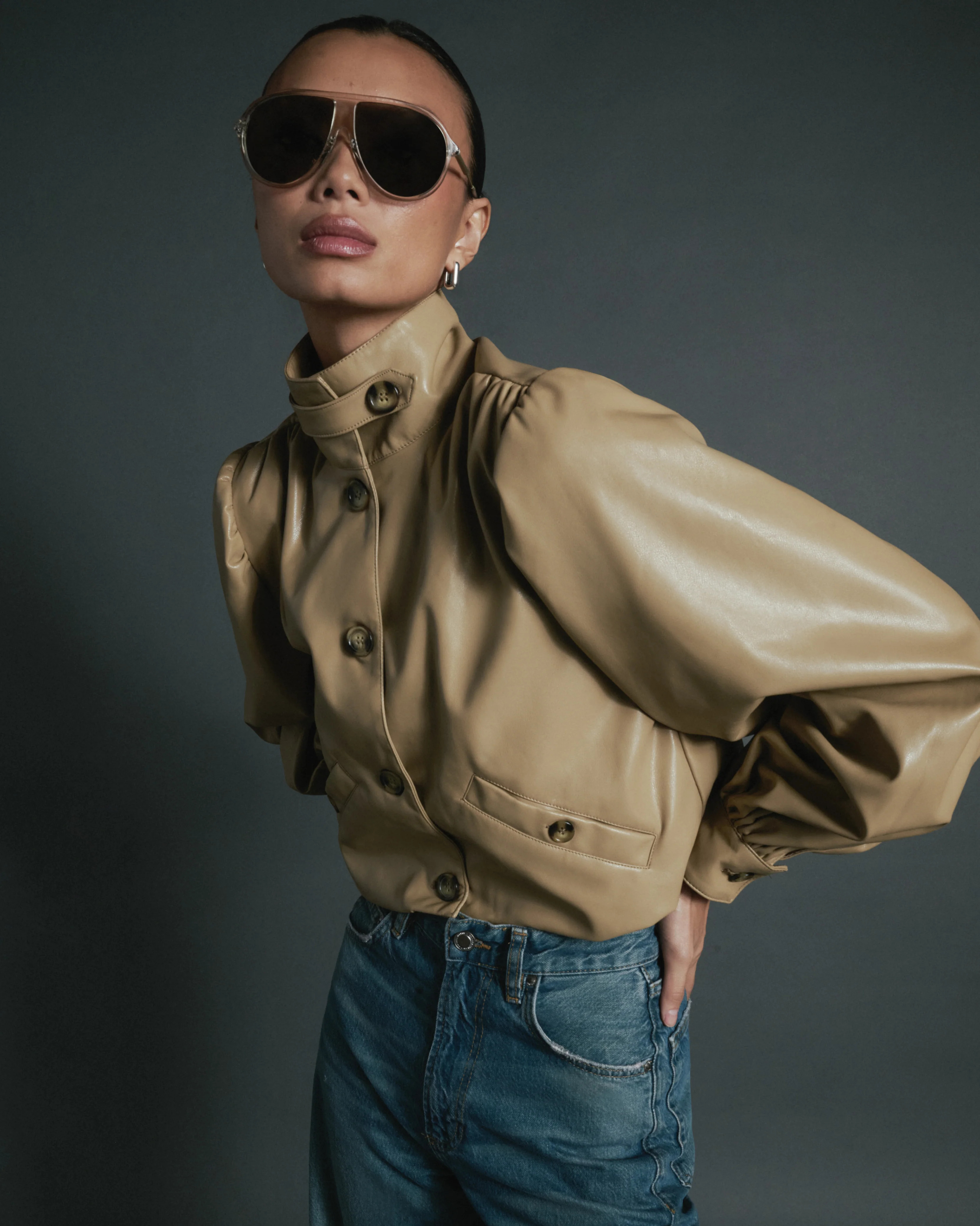 Mock Neck Balloon Sleeve Jacket | We Wore What