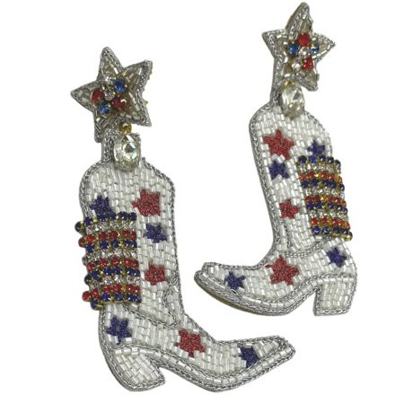 Fourth of July Beaded Boot Earrings | Walmart (US)