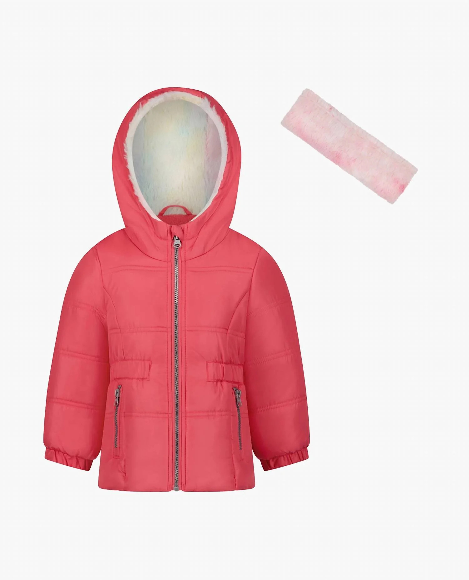 Girls Zip-Front Hooded Mid Cinch Puffer Jacket In Fuchsia | Shop Simon