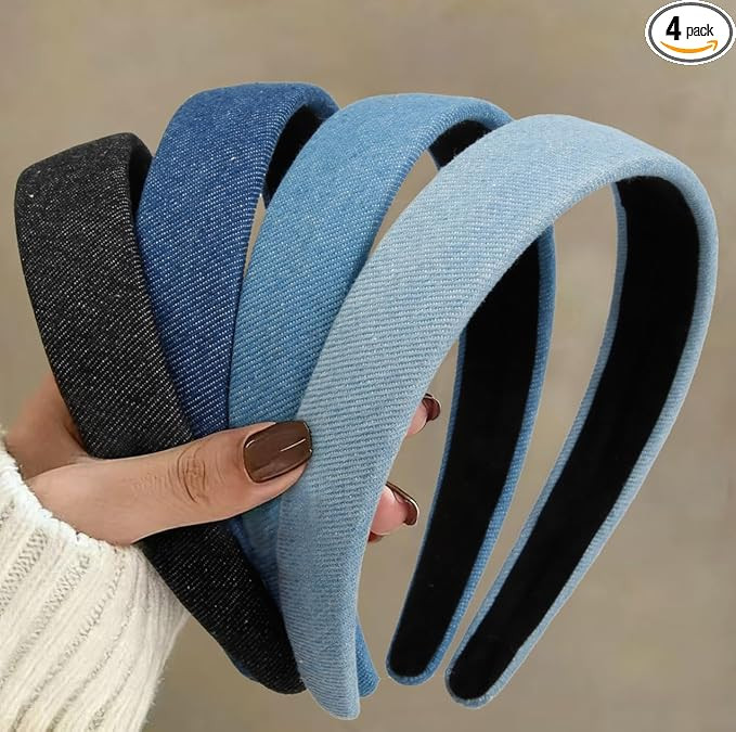 Huachi Headbands for Women Non Slip Trendy Denim Headbands for Women’s Hair 1 inch Wide Cute He... | Amazon (US)
