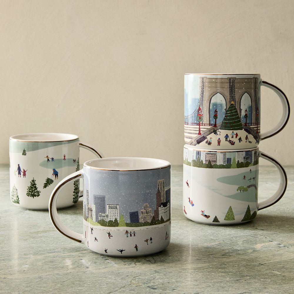 Nicole Cicak Winter Activities Ceramic Mug Sets | West Elm (US)
