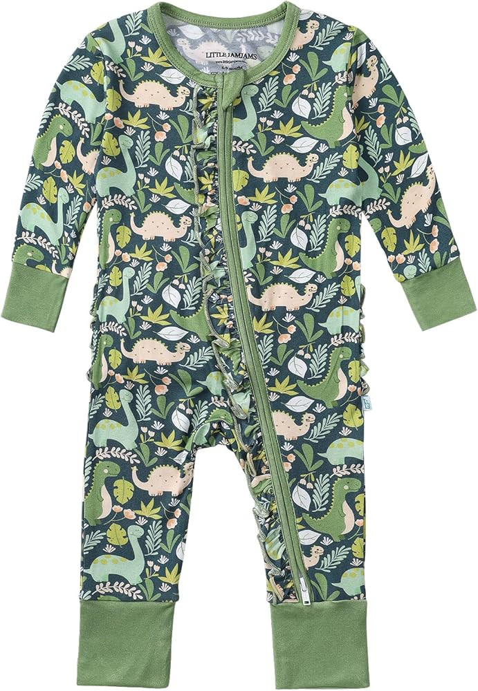 LITTLE JAMJAMS Ruffled Zippered One-Piece Bamboo Viscose Ultra Soft Onesie Pajamas Rompers 0-36 M... | Amazon (US)