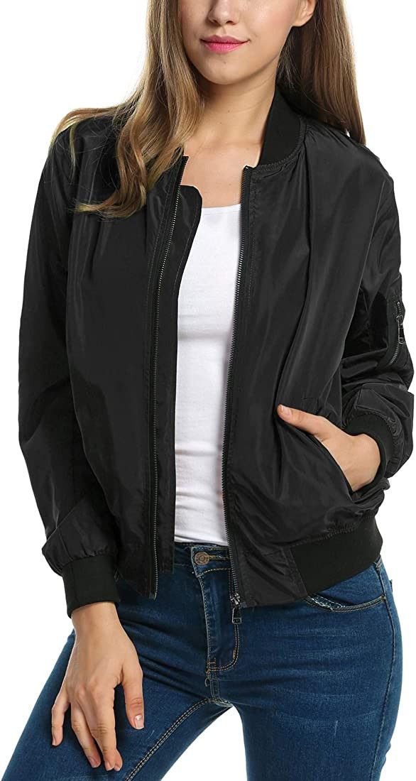 Zeagoo Womens Bomber Jacket Spring Casual Jackets Lightweight Zip Up Jacket Coat Windbreaker Outw... | Amazon (US)