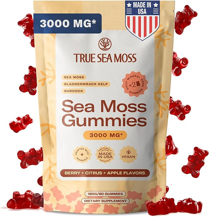 Gummies 3000mg – Irish Sea Moss with Bladderwrack & Burdock Root – 3-in-1 Multi Mineral Vegan... | Amazon (US)