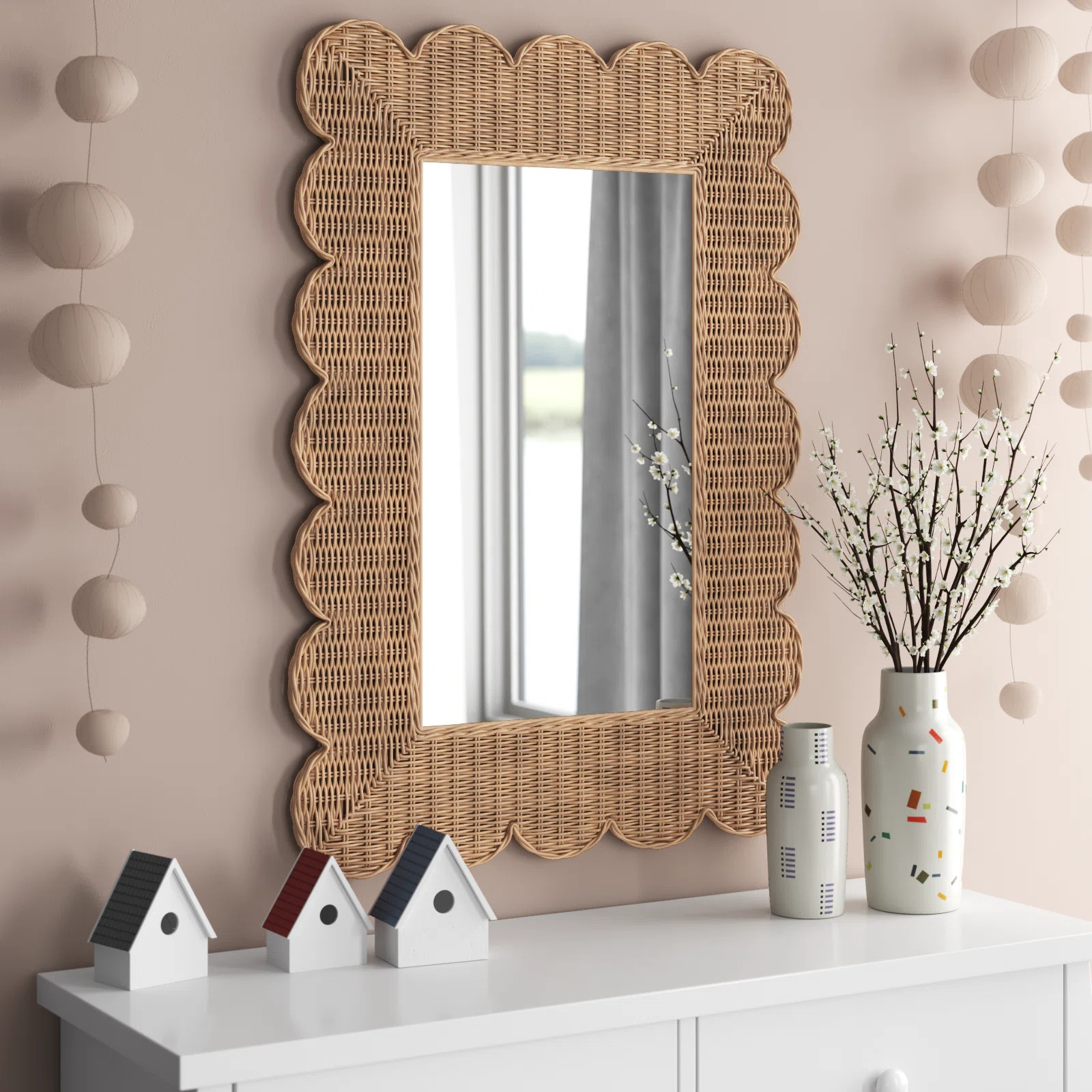 Beachcrest Home Reva Rattan Flat Mirror & Reviews | Wayfair | Wayfair North America