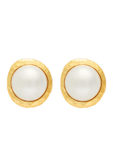 Faux pearl-embellished 22kt gold-plated stud earrings | Harvey Nichols