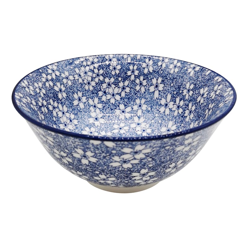 Blue & White Ditsy Floral Print Ceramic Bowl | At Home