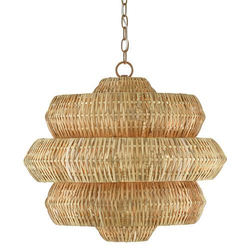 Rica Coastal Beach Brown Rattan 3-tier chandelier - Small | Kathy Kuo Home