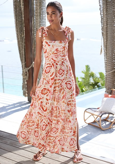 tie strap slit maxi dress | Lascana