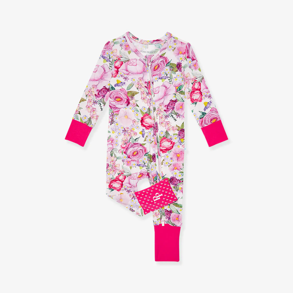 Floral Pink Baby Convertible Sleeper | Elly | Posh Peanut