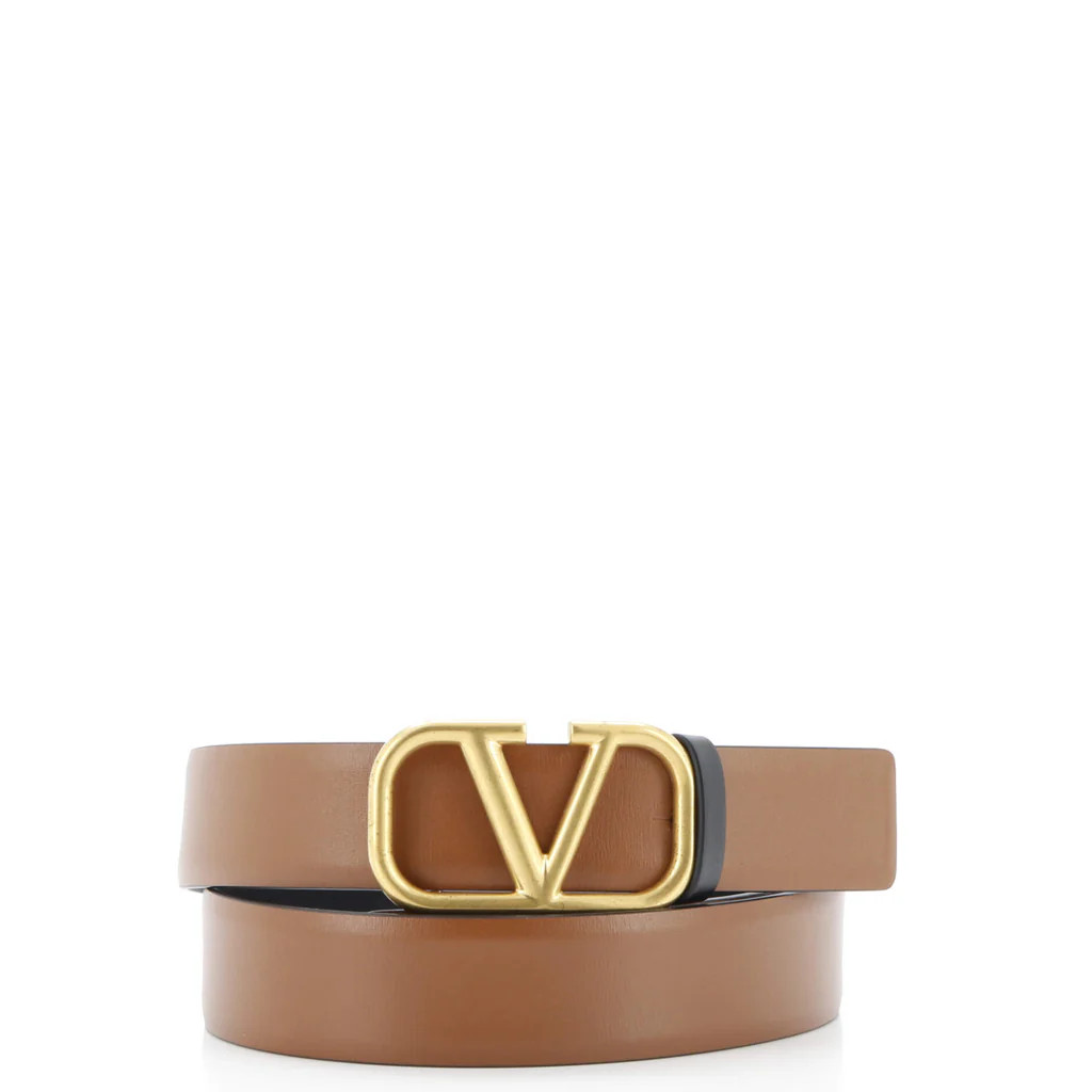 Valentino Garavani VLogo Reversible Belt Leather Wide Brown 3395001 | Rebag