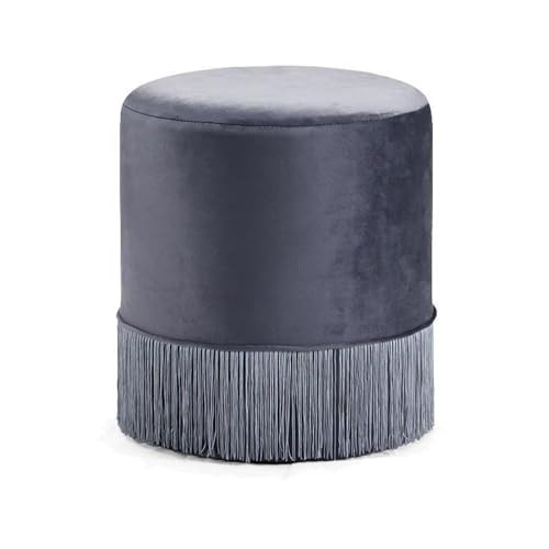 Meridian Furniture Teddy Collection Modern | Contemporary Velvet Upholstered Ottoman, 15.5" W x 15.5" D x 17.5" H, Grey | Amazon (US)