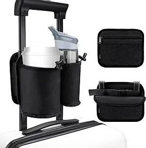 WALNEW Luggage Travel Cup Holders Fits Roll on Suitcase Handles Attachment Drinks Carrier for Dri... | Amazon (US)