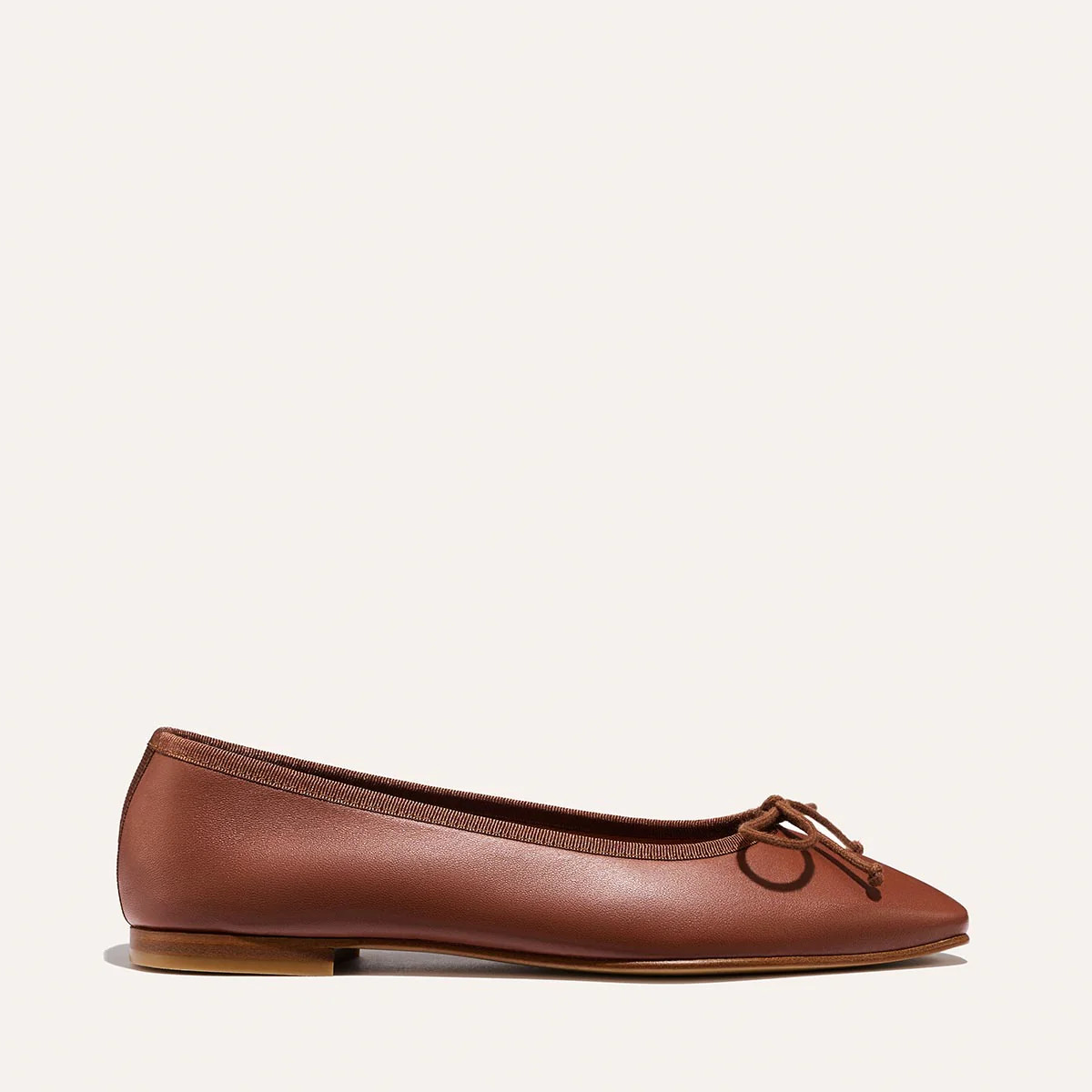 Brown Leather Square Toe Ballet Flats | The Fonteyn | Margaux