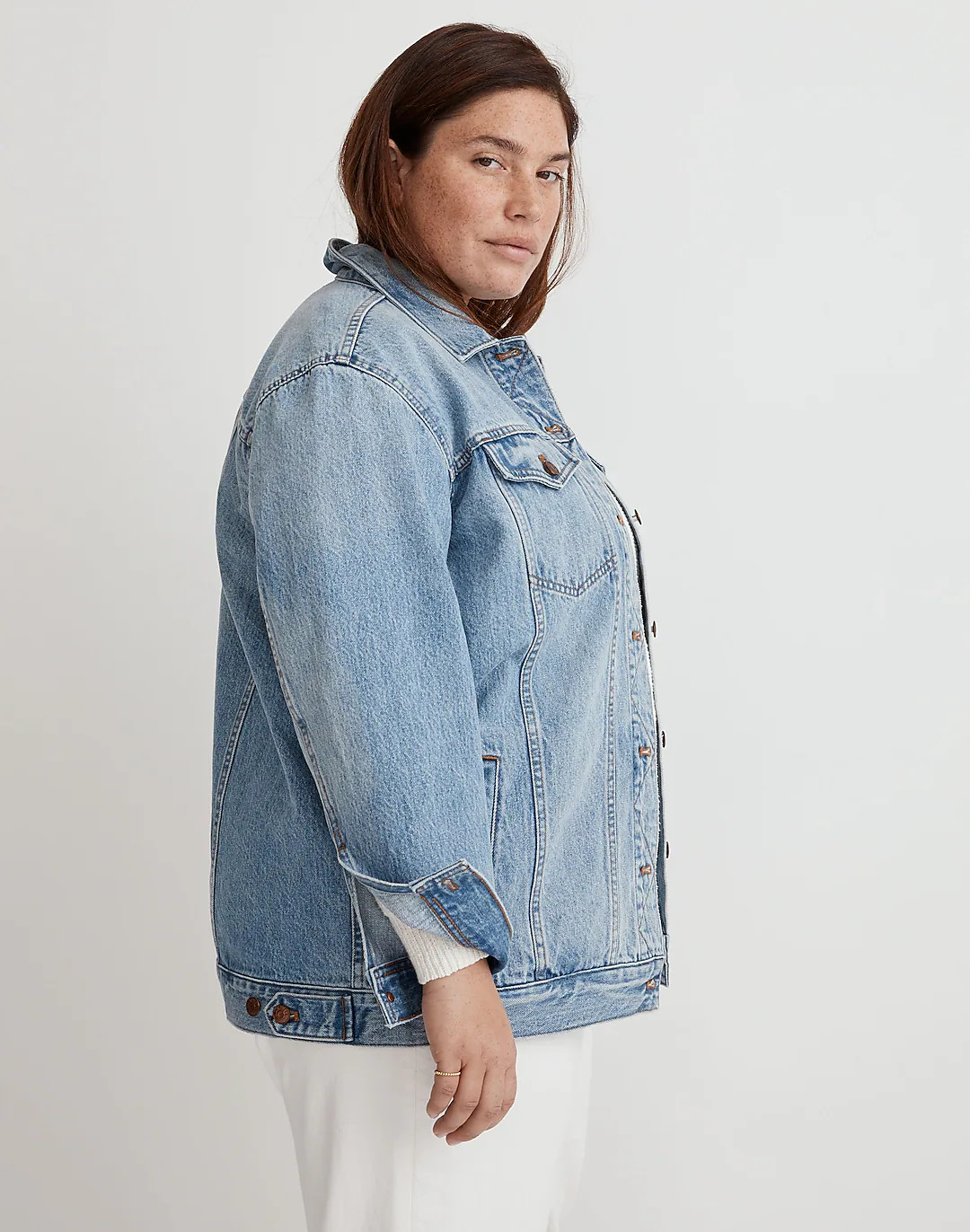 The Plus Oversized Trucker Jean Jacket in Kelson Wash | Madewell