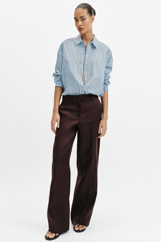 OVERSIZED STRIPED POPLIN SHIRT | Zara US