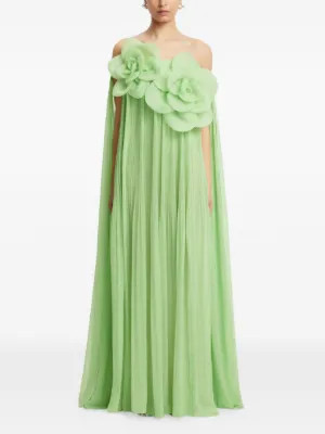 Leo Lin Abito Lungo Jaclyn Con Dettaglio a Fiori | Verde | FARFETCH IT | Farfetch Global