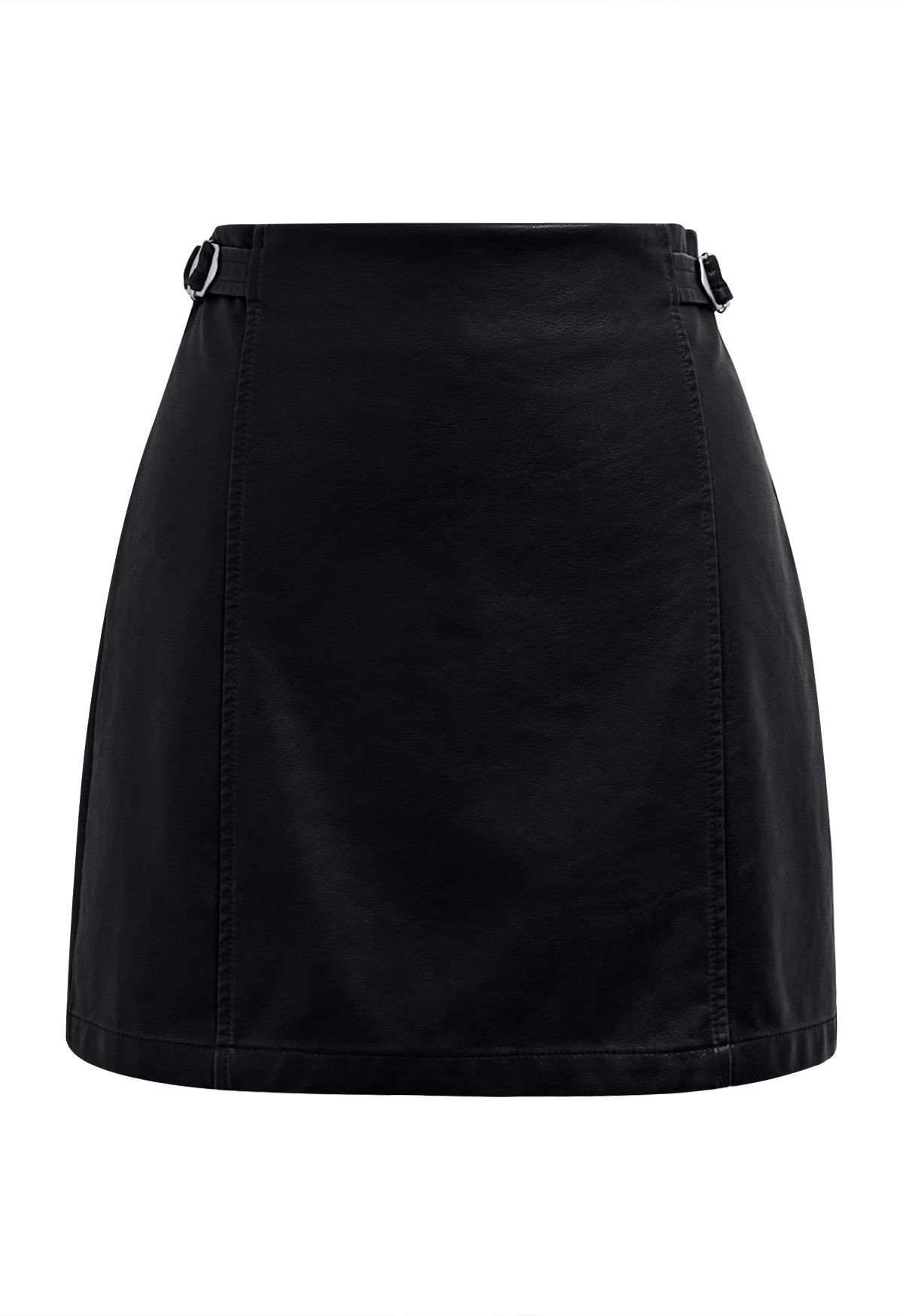 Well-Crafted Belt Trim Faux Leather Skorts in Black | Chicwish