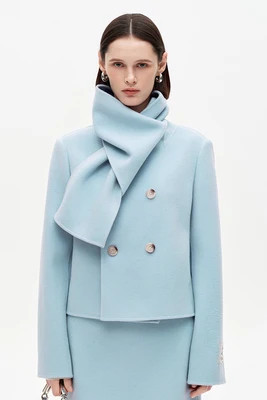 Scarf-Collar Alpaca Wool Coat – Cropped | SELFWHO