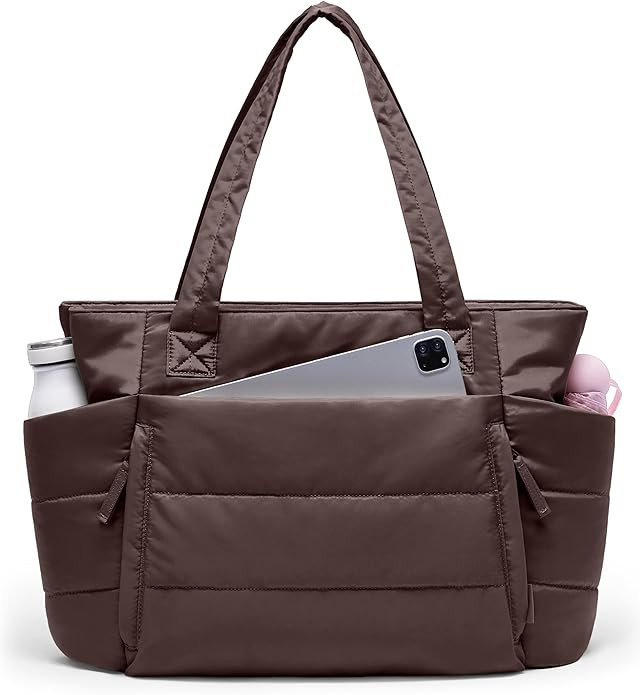 Tote Bag for Women with Zipper, Quilted Puffer Tote Bag with Compartments, Lightweight Puffy Work... | Amazon (US)
