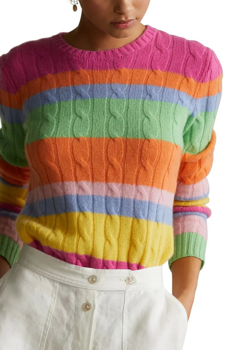 Julianna Stripe Cable Cashmere Sweater | Nordstrom
