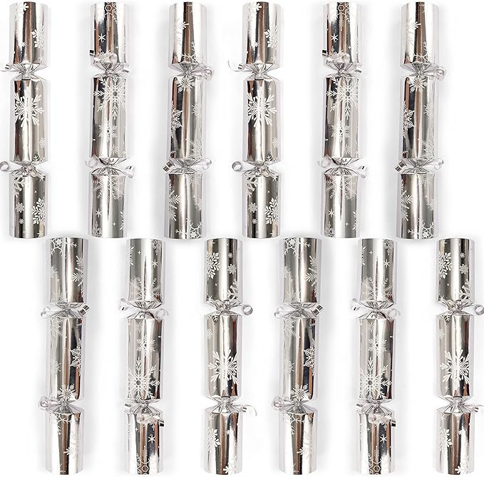 JOYIN 12 Pack Christmas Party Favors with Silver Snowflake Design, No-Snap Party Table Favors wit... | Amazon (US)