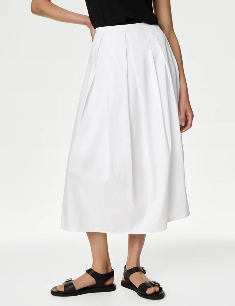 Pure Cotton Box Pleat Midaxi A-Line Skirt | Marks & Spencer (UK)