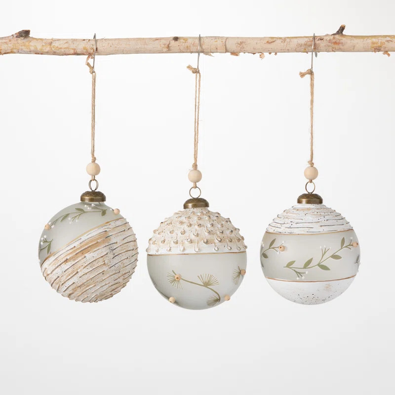 Glass Floral Ball Ornament | Wayfair North America