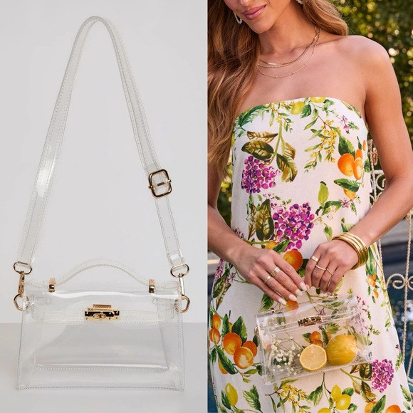 Clear/Gold Top Handle Bag | Poshmark