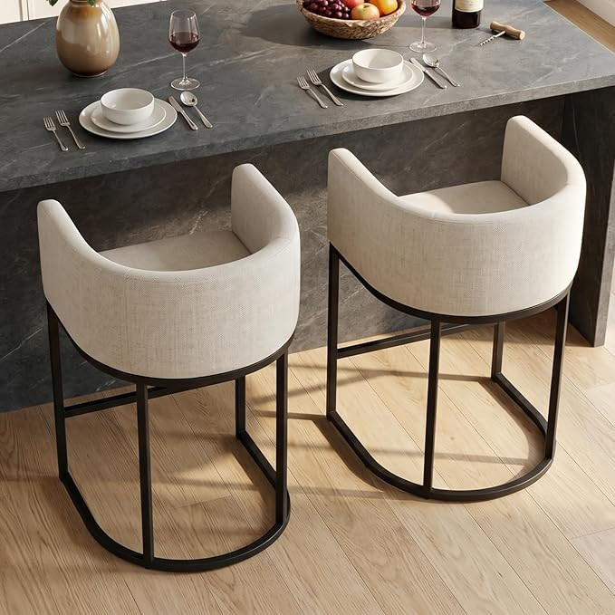 Counter Height Bar Stools Set of 2, 24 Inch Seat Height Barstools for Dining Room, Fabric Upholst... | Amazon (US)