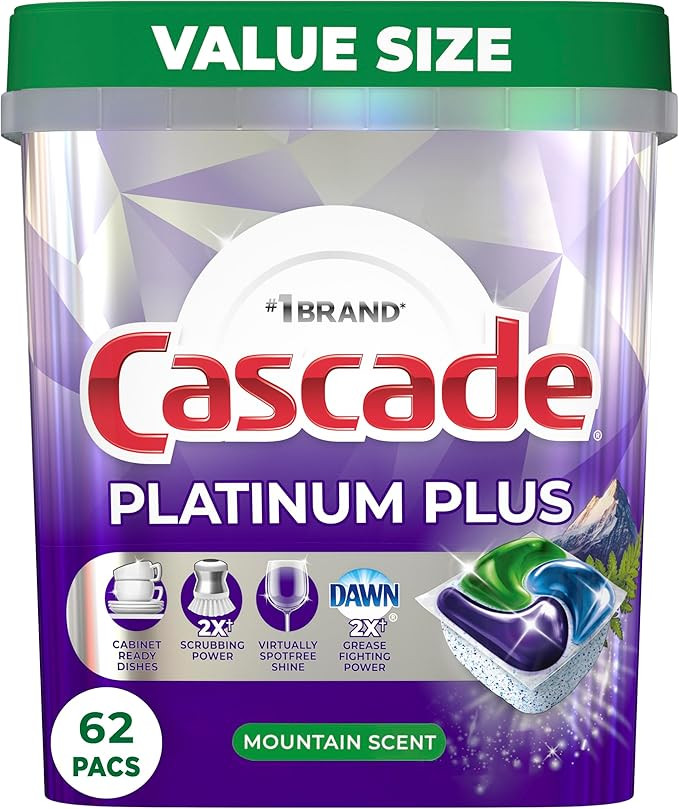 Cascade Platinum Plus ActionPacs Dishwasher Detergent Pods, Dishwasher Soap, Cleaning Supplies, M... | Amazon (US)