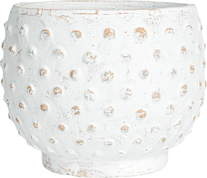 Creative Co-Op Distressed Terra Cotta Hobnail Planter, White | Amazon (US)