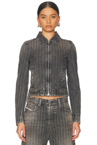 Diesel Cropped Denim Jacket in Charcoal - Charcoal. Size L (also in M, S, XS). | FWRD 