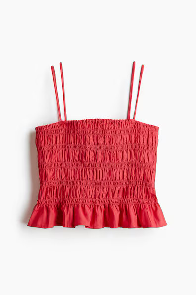 H & M - Smocked Camisole Top - Red | H&M (US + CA)