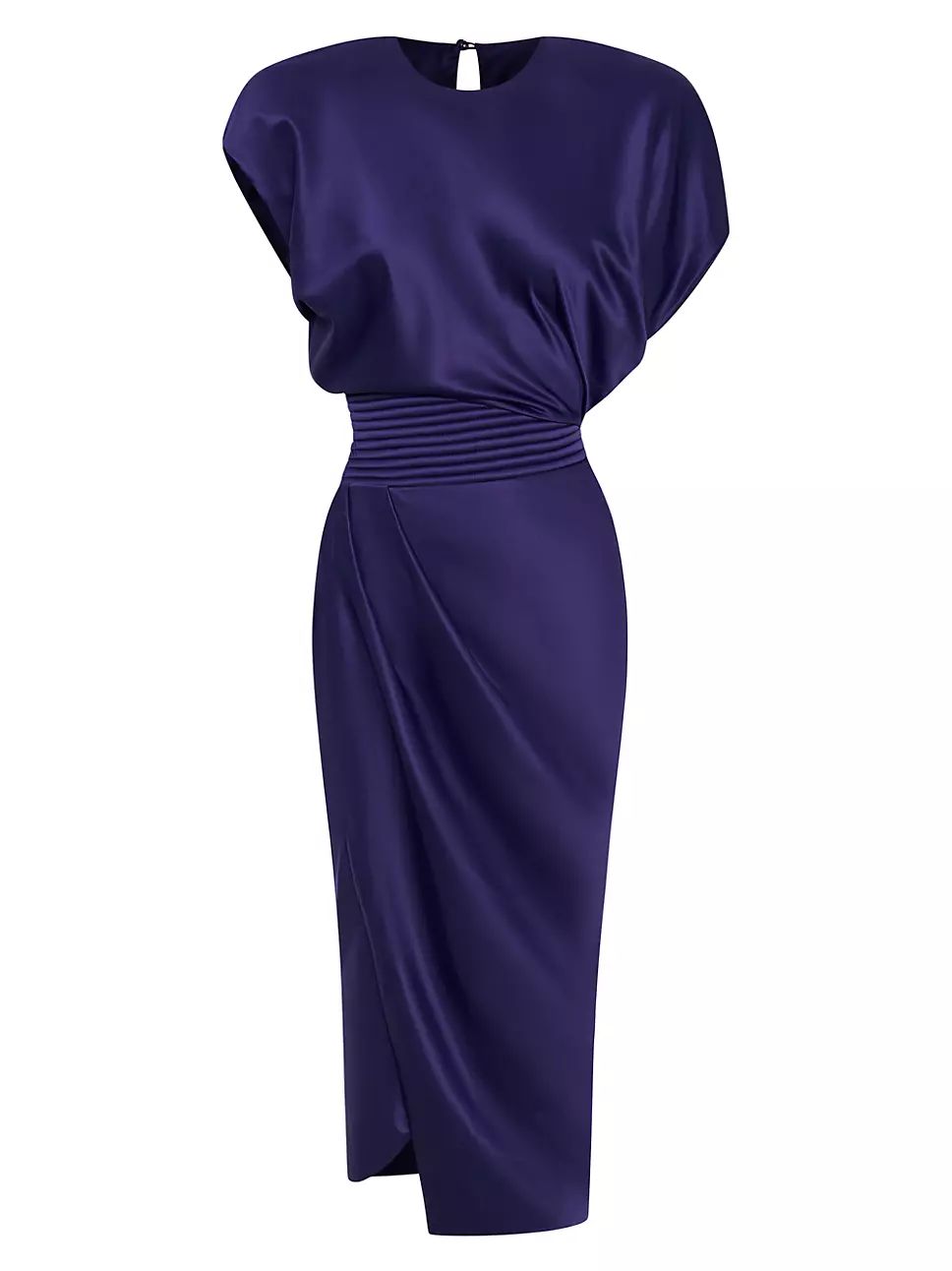 Bond Satin Pleated Asymmetric Midi-Dress | Saks Fifth Avenue