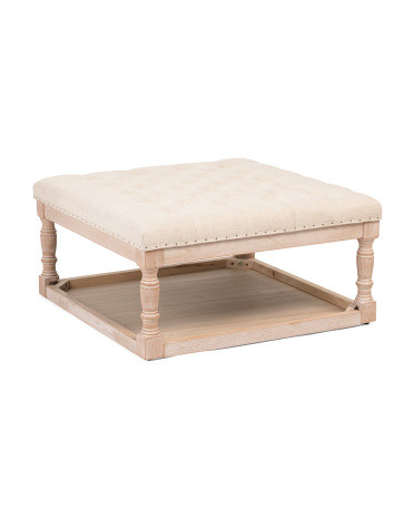 34x34 Linen Look Ottoman | TJ Maxx