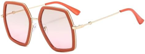 IKANOO Oversized Sunglasses for Women Men Fashion 70s Disco Glasses Hexagon Inspired Designer Red... | Amazon (US)