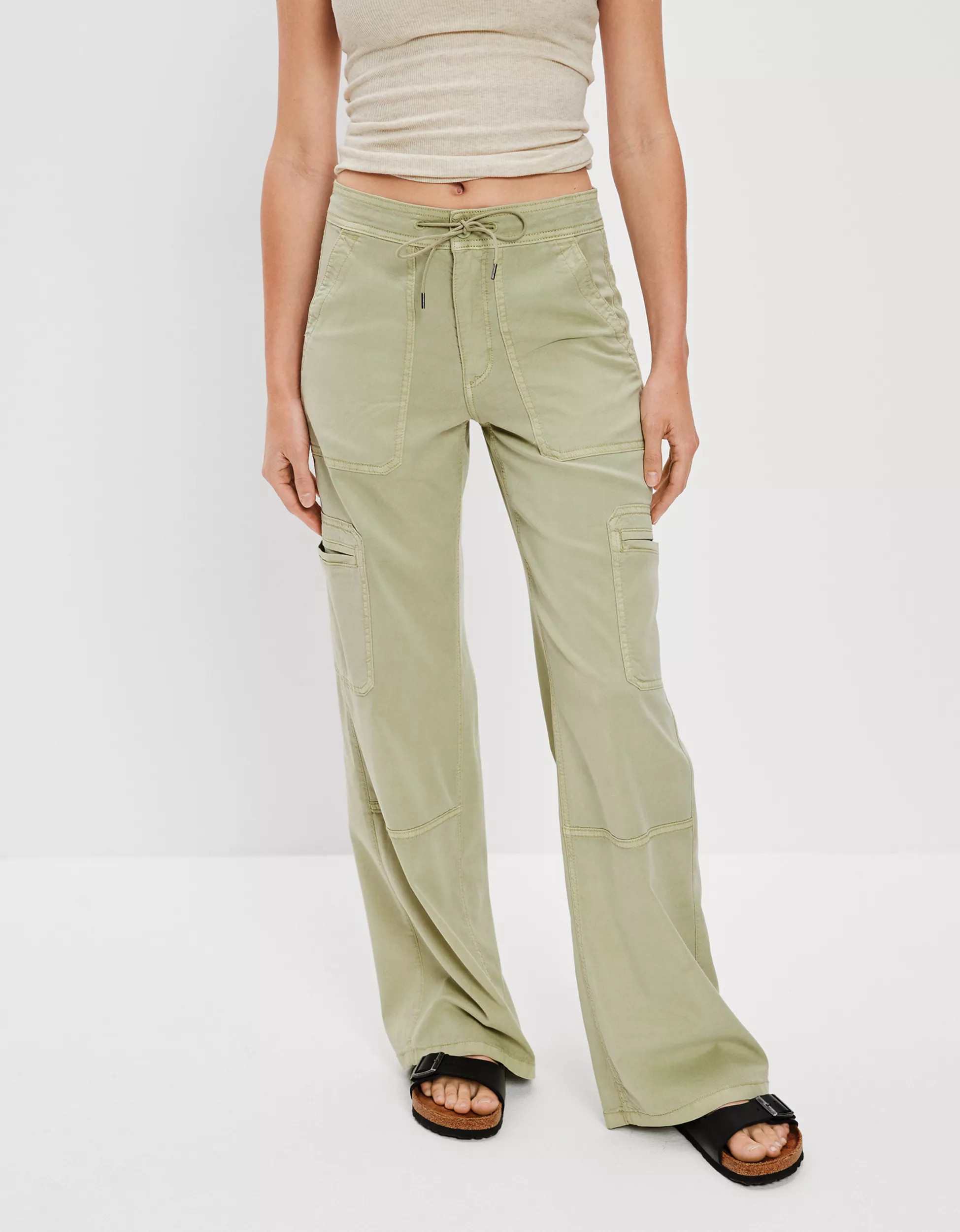AE Dreamy Drape Stretch Super High-Waisted Baggy Wide-Leg Pant | American Eagle Outfitters (US & CA)