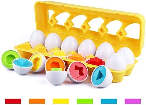 Tinabless Color Matching Egg Set - Toddler Toys - Learn Color & Shape Match Egg Set - Educational... | Amazon (US)