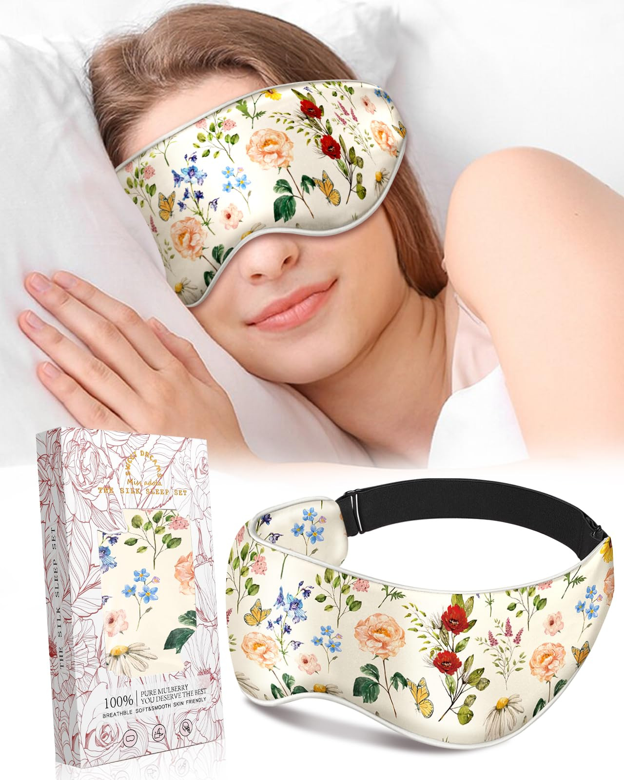 Silk Weighted Eye Mask - Microwave Eye Mask Heat and Cold Warm Compress for Sleeping Dry Eyes Pil... | Amazon (US)
