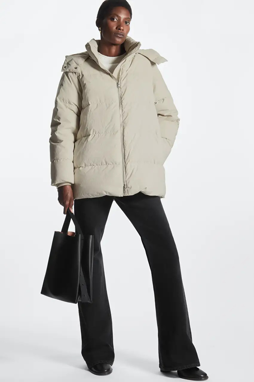 SHORT HOODED PUFFER COAT Beige Puffer Beige Jacket Jackets Fall Outfits 2022 Affordable Fashion | COS (US)