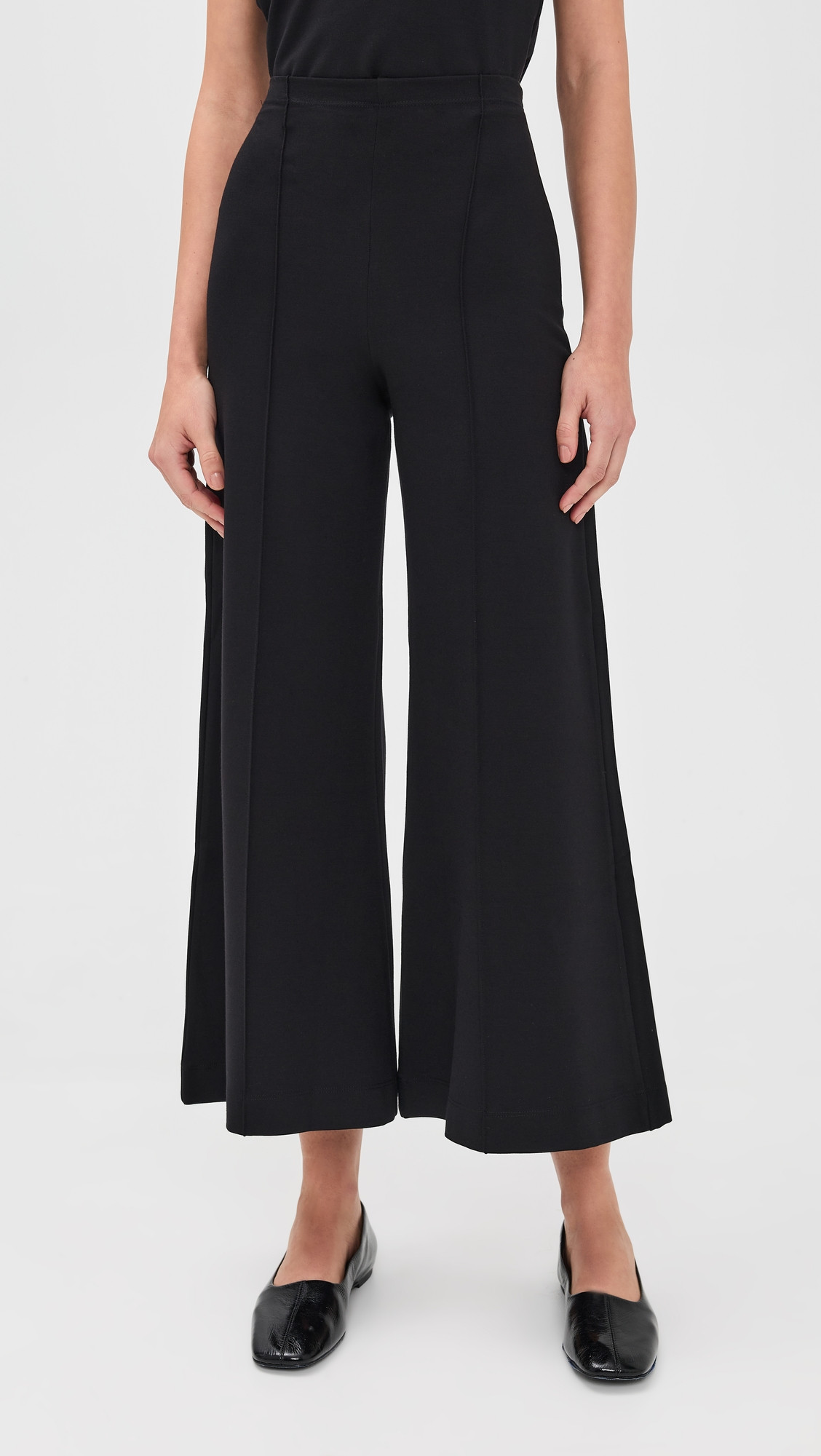 RIPLEY RADER Ponte Knit Cropped Wide Leg Pant Black L | Shopbop