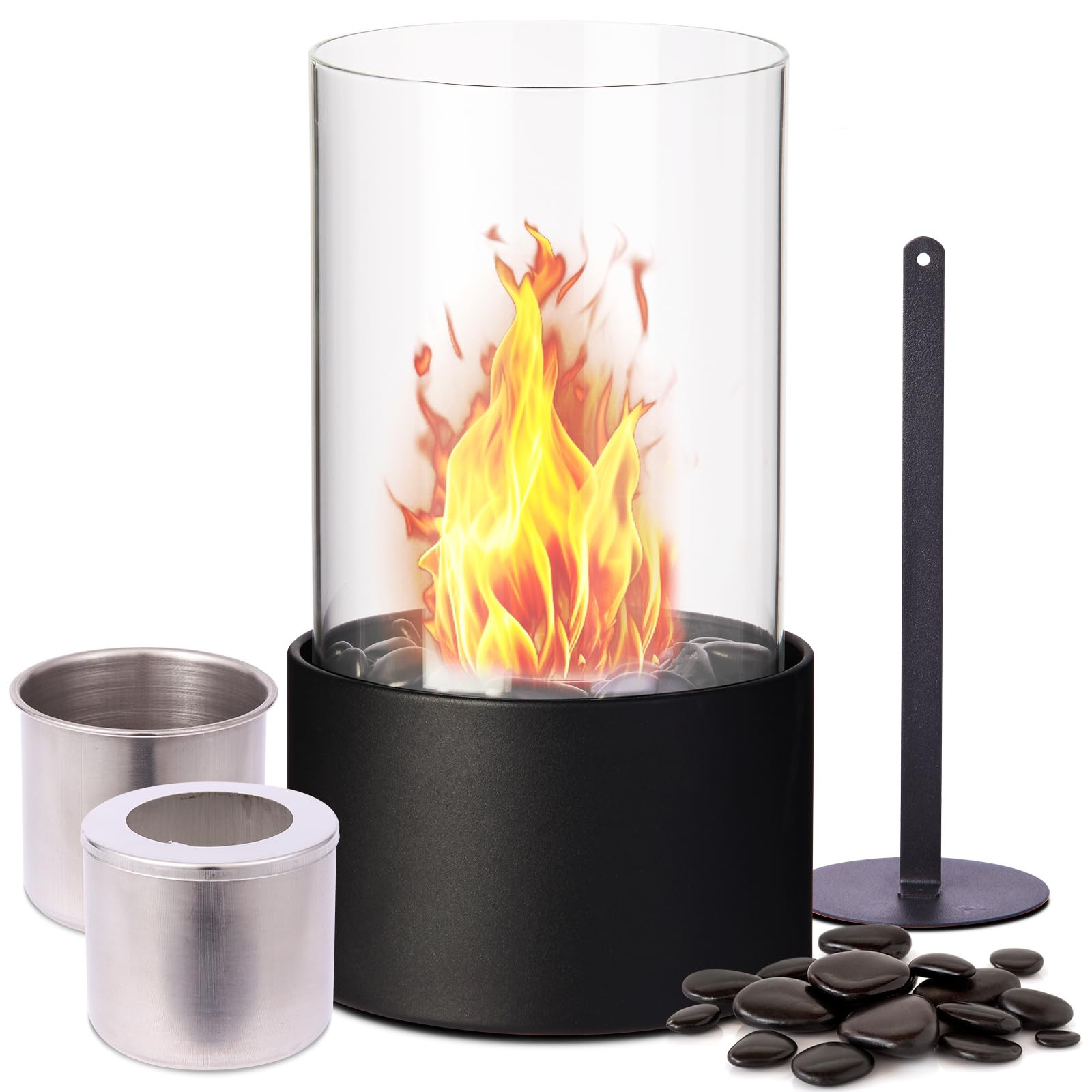 Littadeer Tabletop Fire Pit for Indoor/Outdoor - 10" Table Top Firepit with Glass Metal, Tabletop... | Amazon (US)