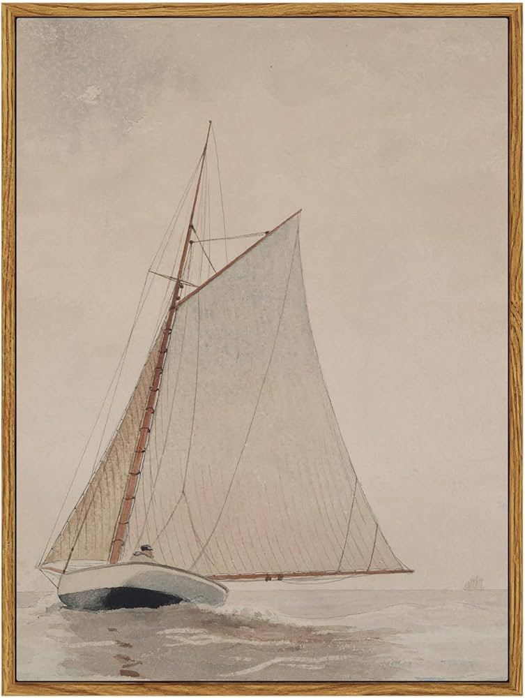 InSimSea Framed Canvas Wall Art for Living Room, Coastal Wall Decor White Sailboat Seascape Water... | Amazon (US)