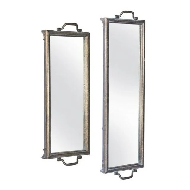 Melrose Home Decorative Mirror Tray (Set of 2) 22.25"L x 8"W, 28.25"L x 8.25"W Iron/Glass | Walmart (US)