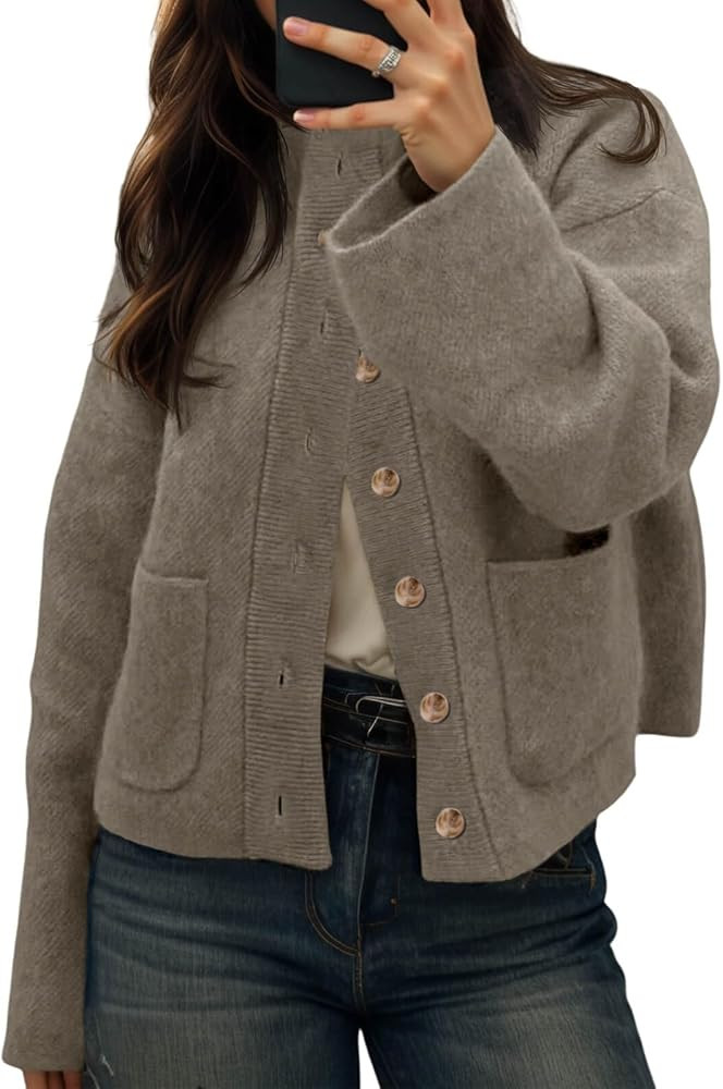 Cicy Bell Womens Chunky Knit Cardigan Sweaters Button Down Mock Neck Open Front Jacket Winter Cas... | Amazon (US)