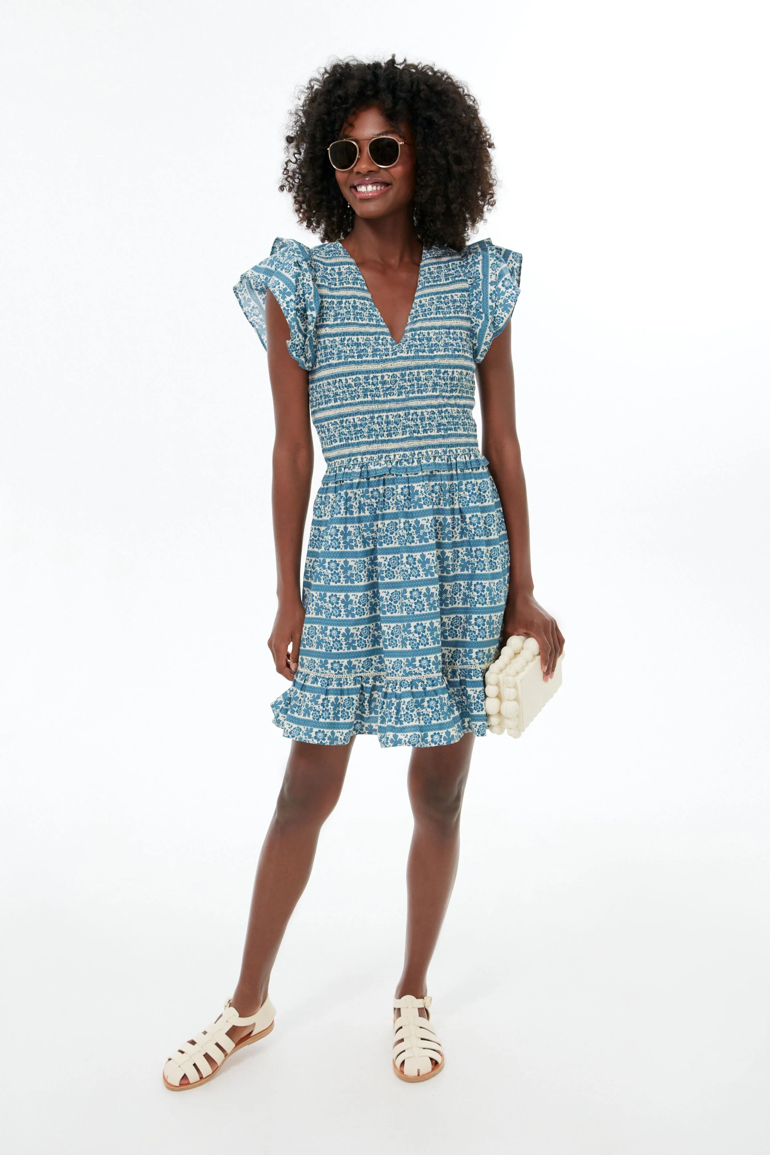 Exclusive Multi Arlo Print Flutter Sleeve Smocked Mini Dress | Tuckernuck (US)