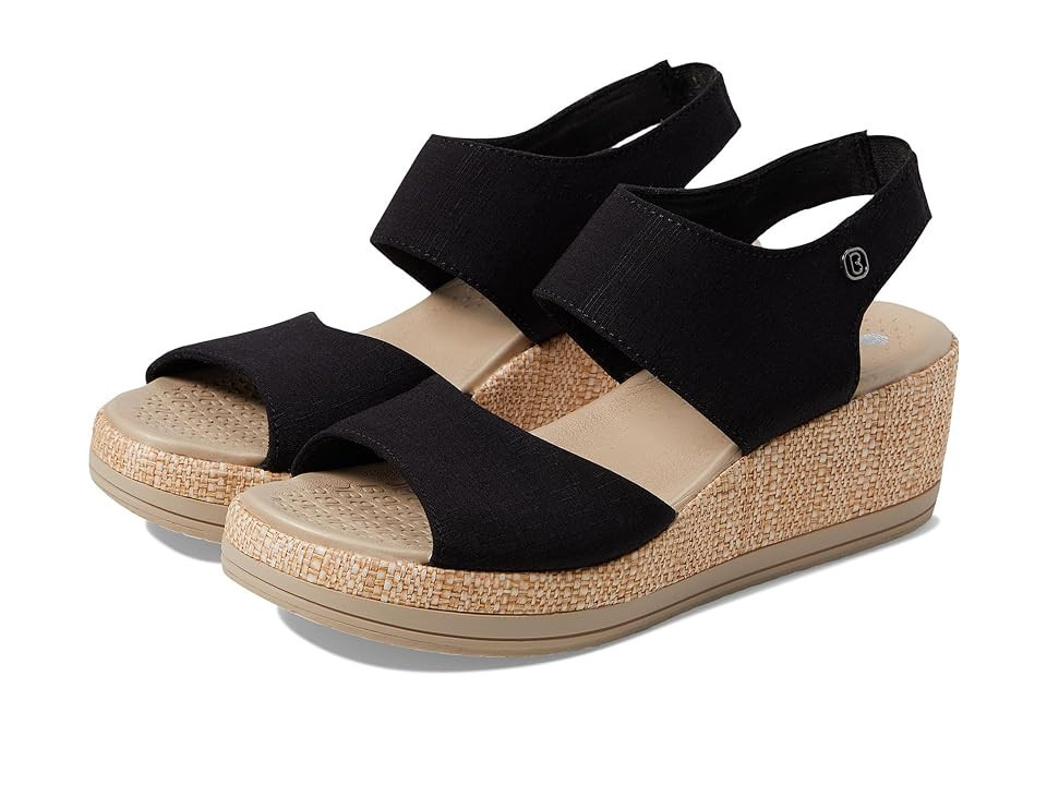 Bzees Reveal Ankle Strap Wedge Sandals Women's Sandals Black : 8.5 W, Synthetic/Textile | Zappos