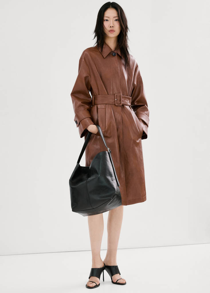 Long faux-leather trench coat with belt brown - Women - M - MANGO | Mango (US/MX/AU)
